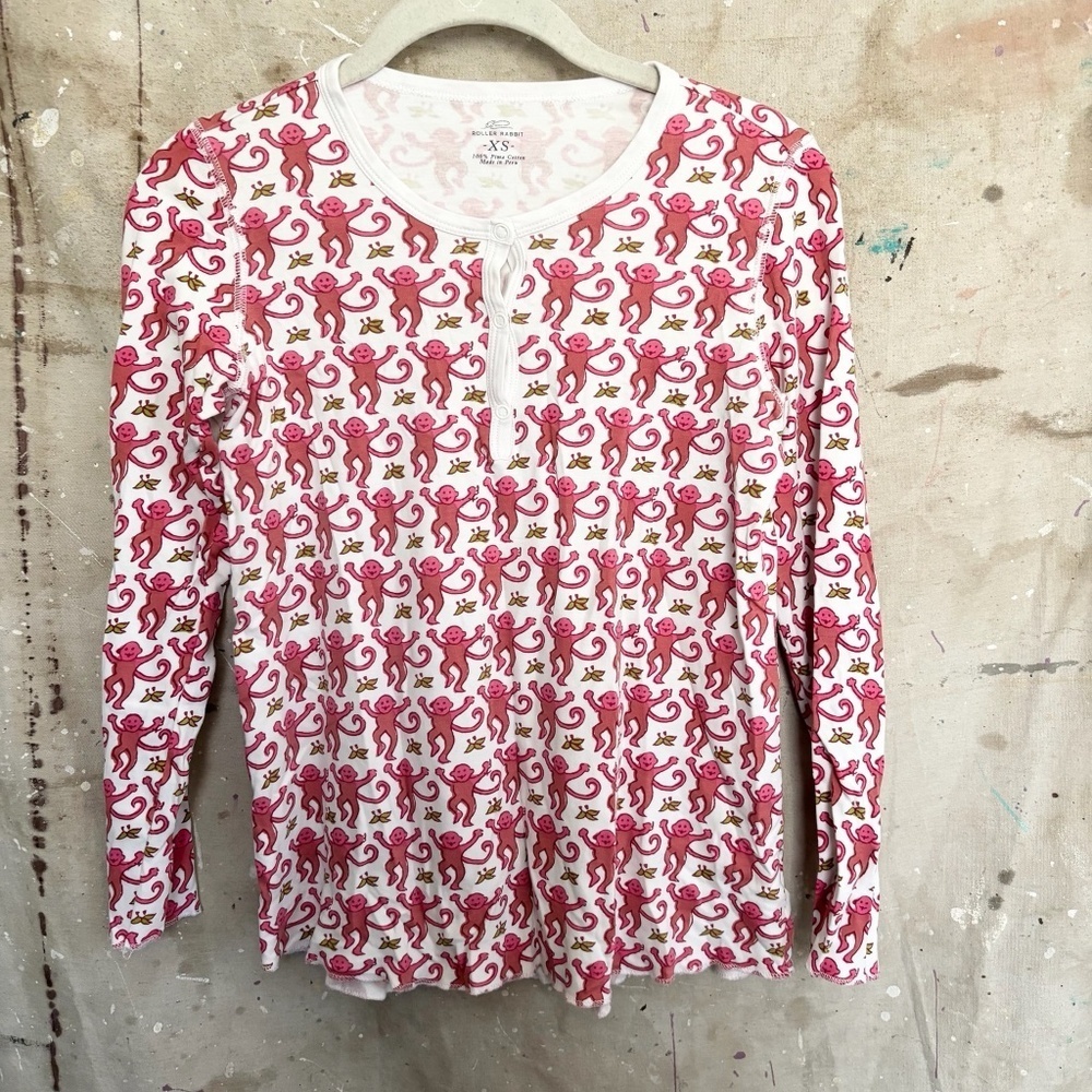 Roller Rabbit Monkey Print Long Sleeve Pajama Set - Picture 3 of 7